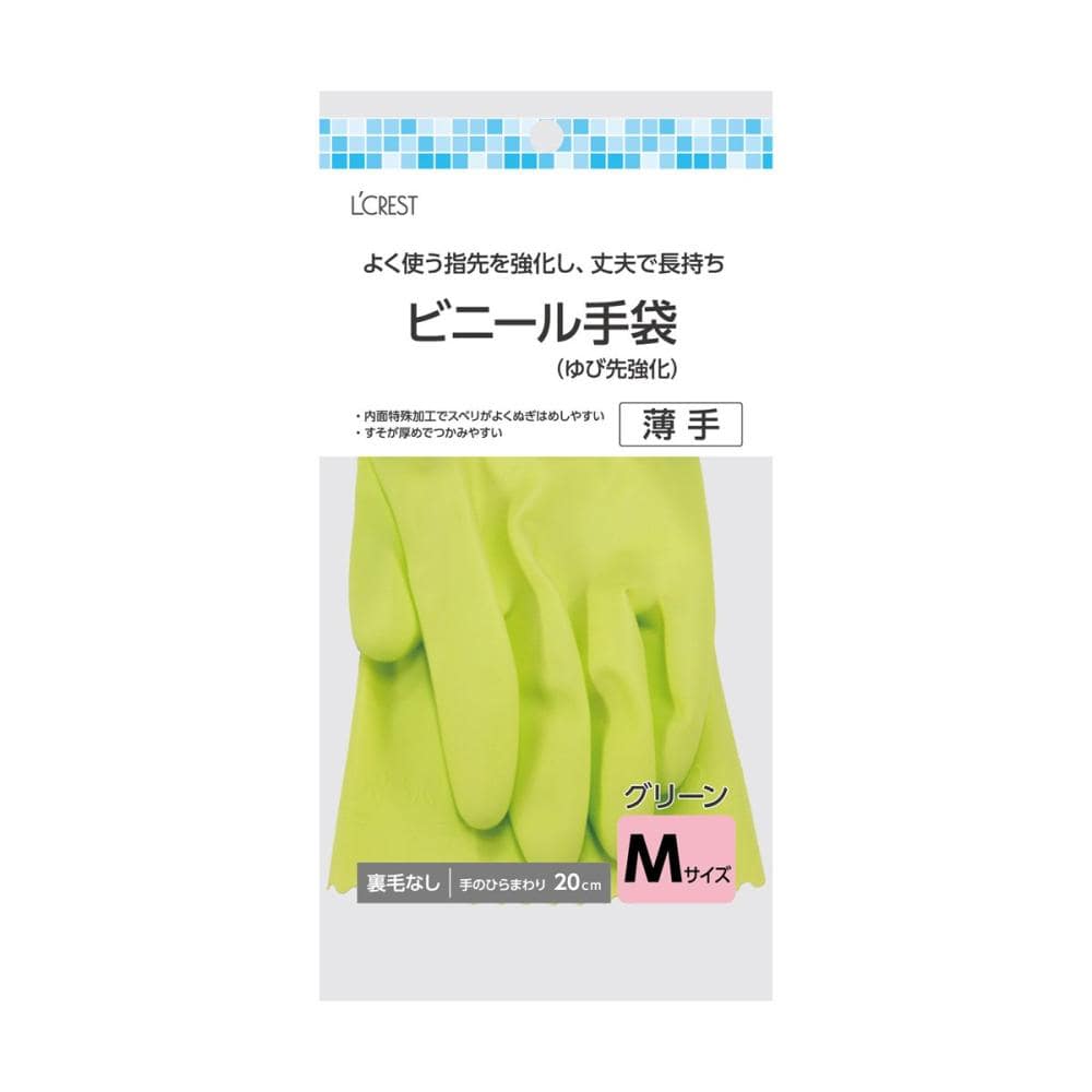 Ｌ’ＣＲＥＳＴ　ビニール手袋薄手ゆび先強化Ｍ（Ｇ）