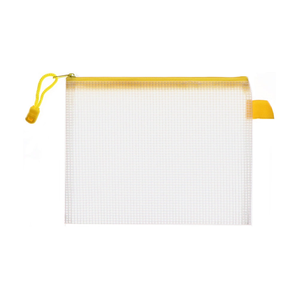 ジッパー付き　やわらかメッシュポーチ　イエロー　Ｂ６