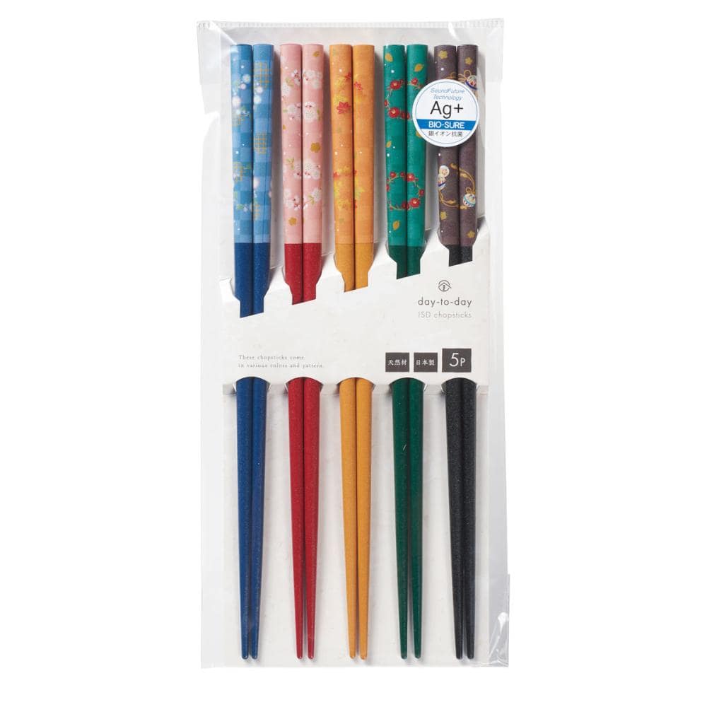 イシダ　客用箸　５膳セット　銀イオン抗菌　花暦　６７３４３