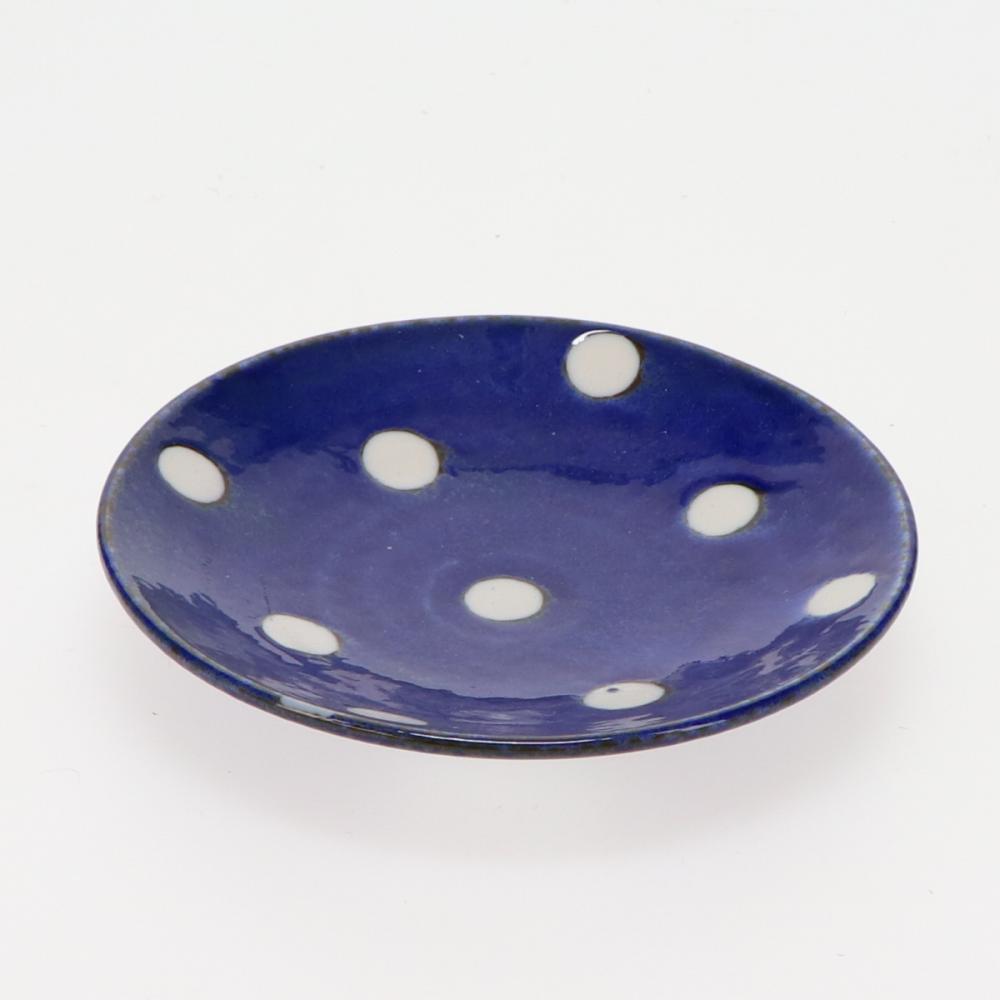 白羊苑　軽量食器　皿　１３．５ｃｍ　ドットブルー
