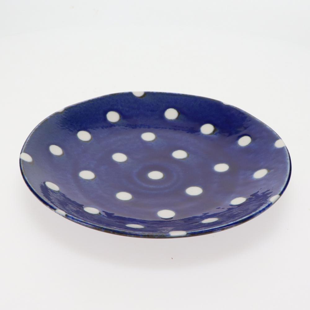 白羊苑　軽量食器　皿　２３ｃｍ　ドットブルー