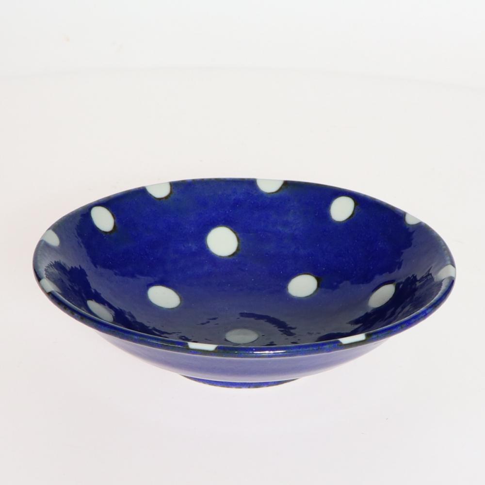 白羊苑　軽量食器　浅鉢　１６．５ｃｍ　ドットブルー