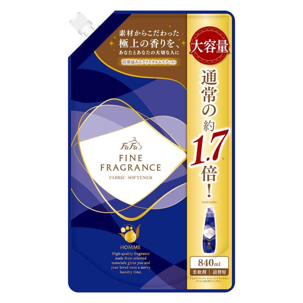 ファーファ　ファインフレグランス　オム　柔軟剤　詰め替え用　８４０ｍＬ