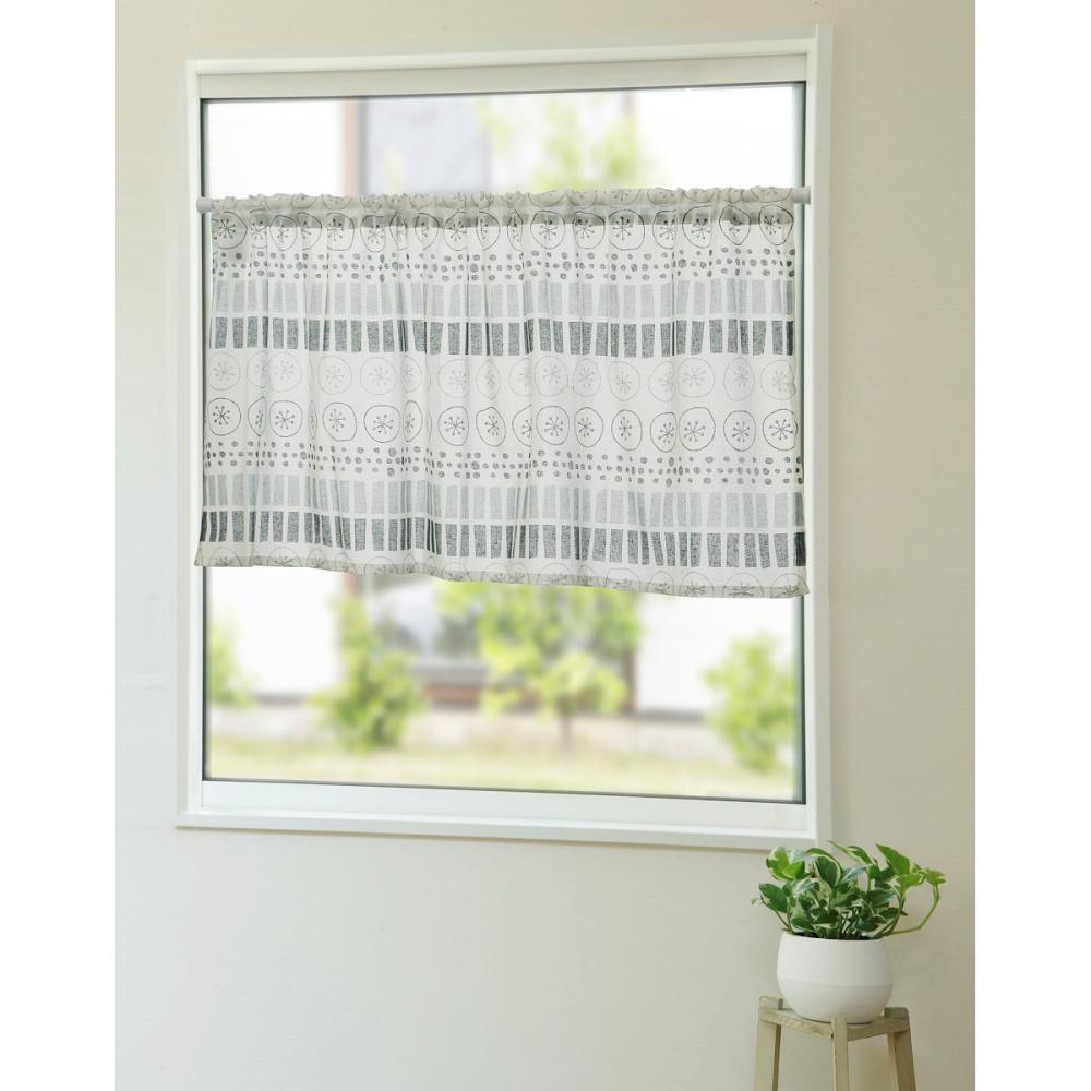 北欧柄カフェカーテン　モノトーン　１００×７０ｃｍ