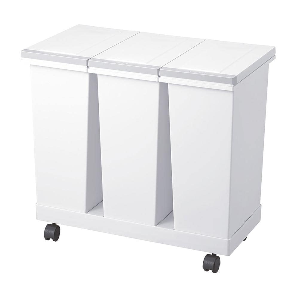 アスベル　エバン　密閉プッシュ　横型３分別ワゴン　１８Ｌ×３　ホワイト