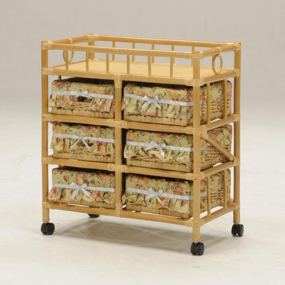 光製作所　ラタン　ランドリーチェスト　３段　引き出し６杯　ＲＣＨ－５６８