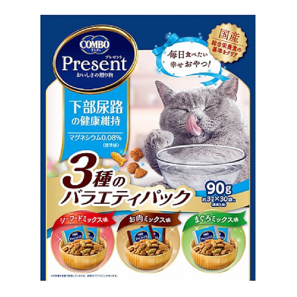 コンボ　プレゼント　キャット　おやつ　下部尿路の健康維持　３種のバラエティパック　３ｇ×３０袋入り