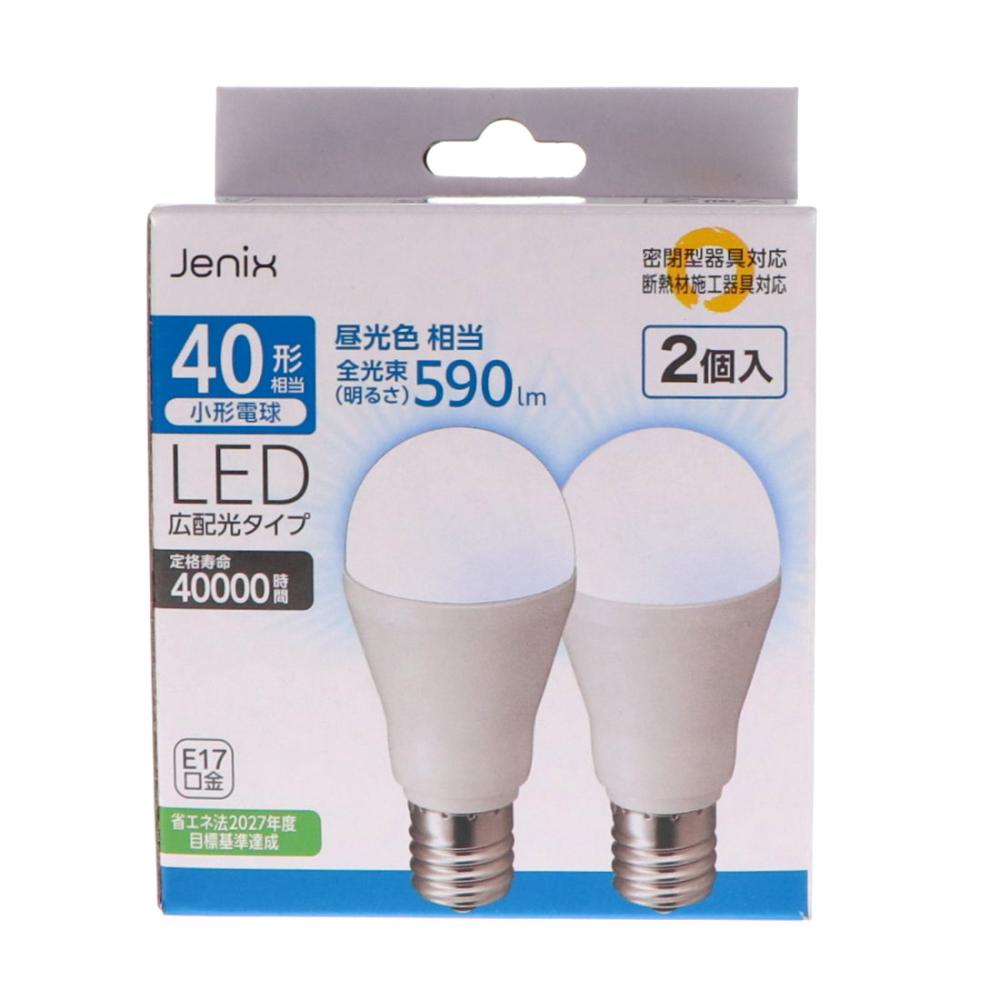 Ｊｅｎｉｘ（ジェニックス）　ミニクリＬＥＤ電球　４０形相当　Ｅ１７　昼光色　２個入り