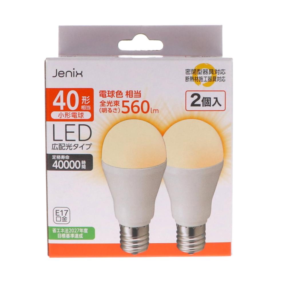 Ｊｅｎｉｘ（ジェニックス）　ミニクリＬＥＤ電球　４０形相当　Ｅ１７　電球色　２個入り