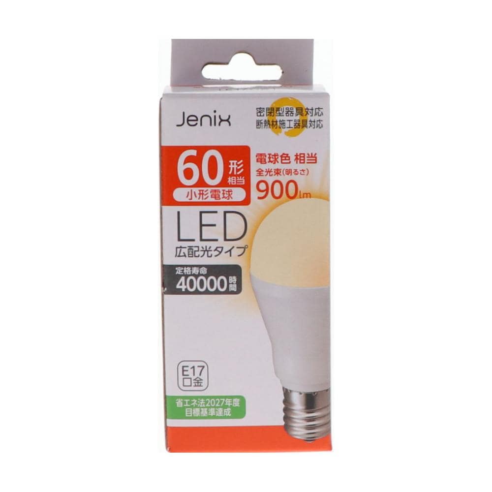 Ｊｅｎｉｘ（ジェニックス）　ミニクリＬＥＤ電球　６０形相当　Ｅ１７　電球色　１個入り