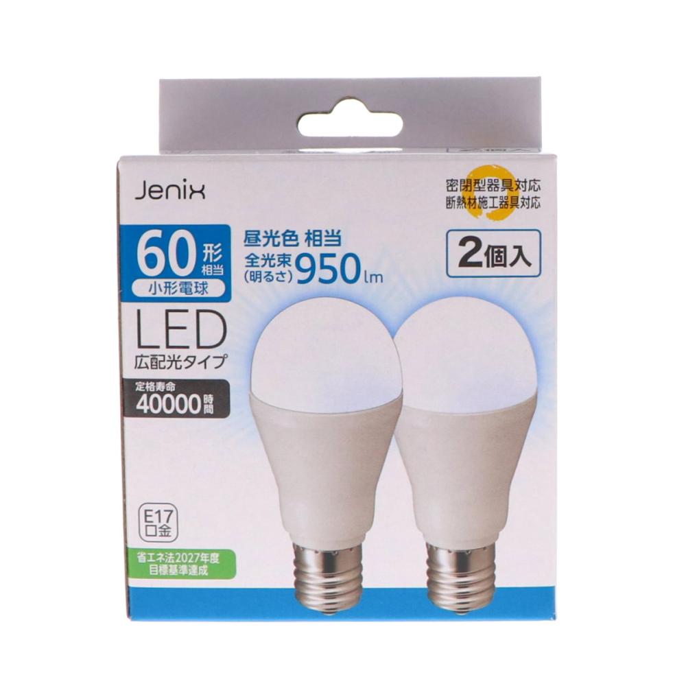 Ｊｅｎｉｘ（ジェニックス）　ミニクリＬＥＤ電球　６０形相当　Ｅ１７　昼光色　２個入り