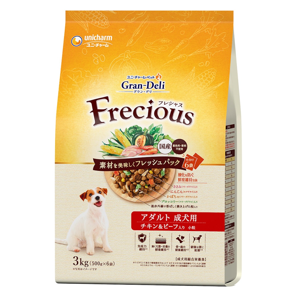 ユニ・チャーム　グラン・デリ　Ｆｒｅｃｉｏｕｓ（フレシャス）　アダルト成犬用　チキン＆ビーフ入り　３ｋｇ