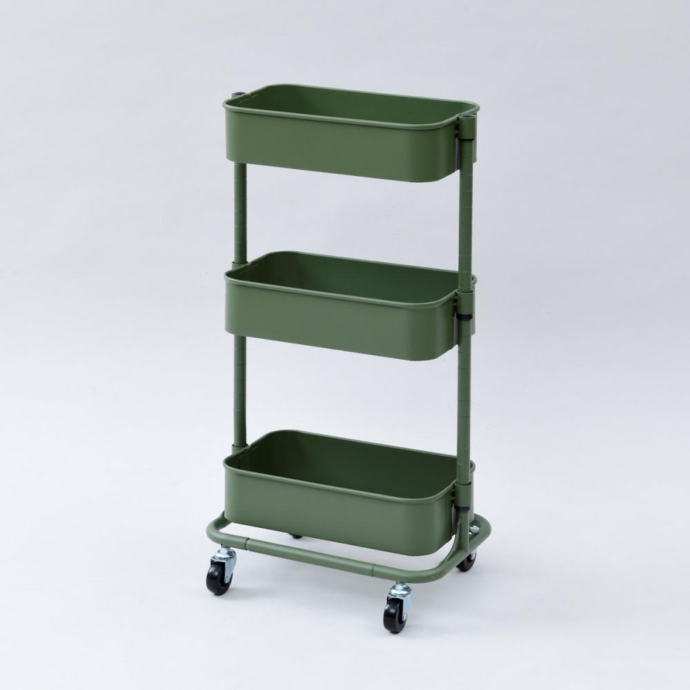 ＹＡＭＡＺＥＮ（山善）　バスケツトトローリー　スリム　カーキ　ＬＳＢＴ－３（ＫＨ）