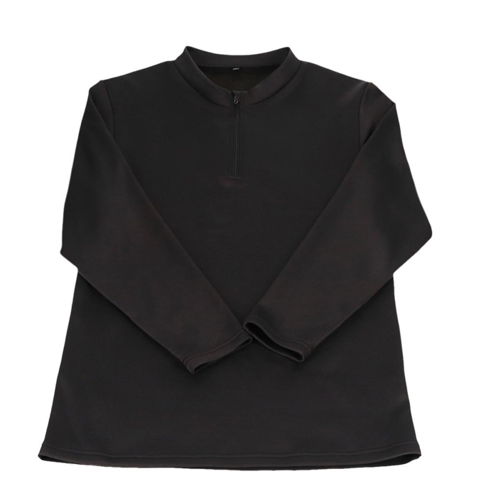 裏起毛極あったかシャツ　ハーフジップ　ブラック　Ｍ