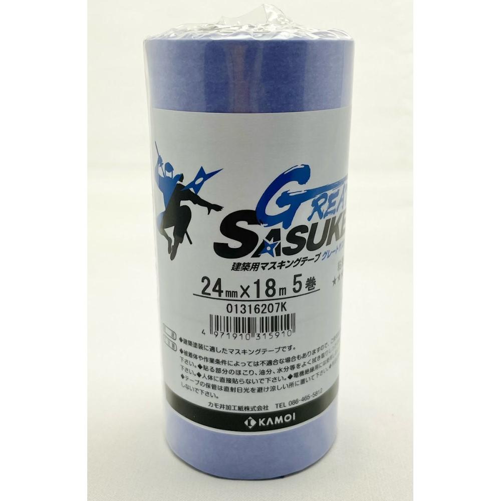 カモ井加工紙　ＧＲＥＡＴ　ＳＡＳＵＫＥ　建築用マスキングテープ　２４ｍｍＸ１８ｍ　５巻入り