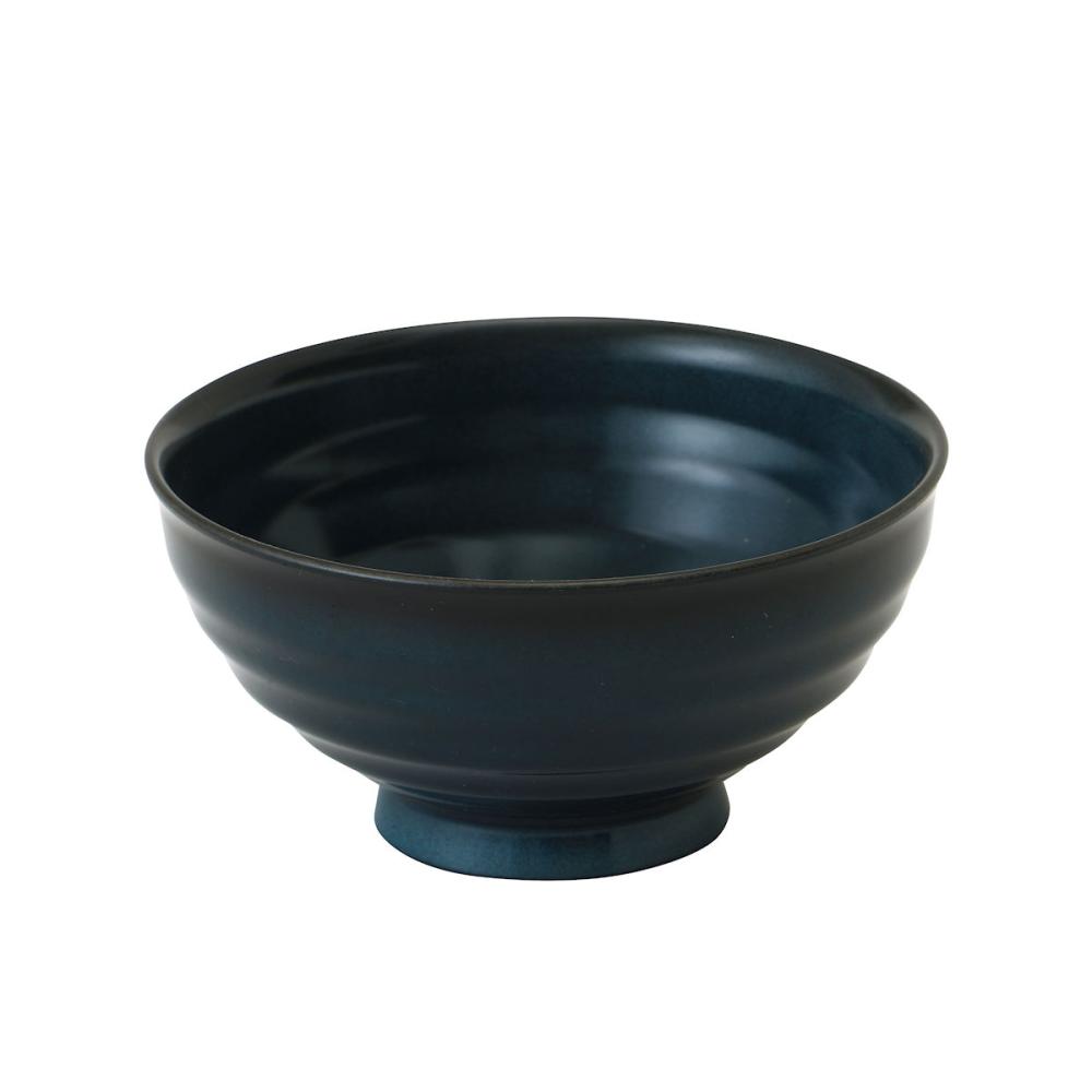 アテーナライフ　撥水抗菌・滑り止め加工　粉引めし椀　藍帯黒