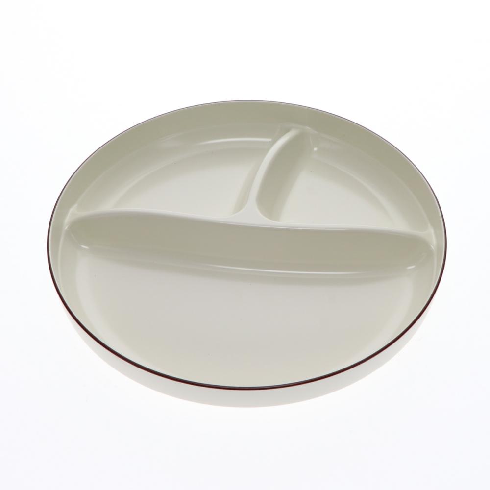 アテーナライフ　撥水抗菌・滑り止め加工　深丸プレート　２４ｃｍ　ブラウンライン