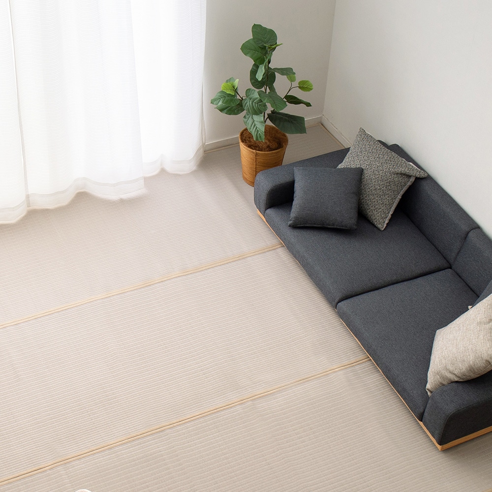 萩原　洗えるＰＰ上敷き　四条　グレー　江戸間６畳