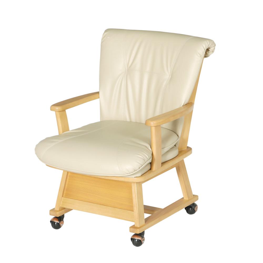 Ｊｅｎｉｘ（ジェニックス）　ダイニングこたつ用チェア　しらゆり　肘付きキャスター付き