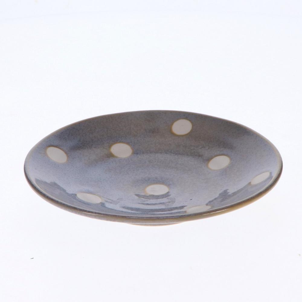 白羊苑　軽量皿　１３．５ｃｍ　ドットグレー