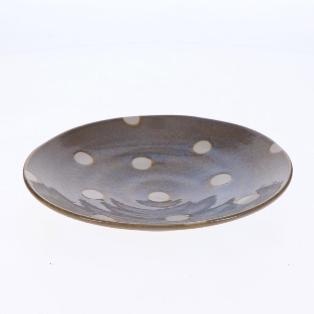 白羊苑　軽量皿　１６ｃｍ　ドットグレー