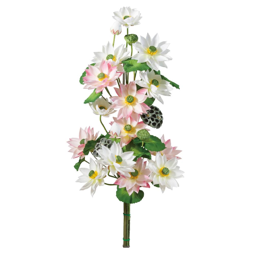 手組供花ハスＭ　白・ピンク　　【大型造花仏花】