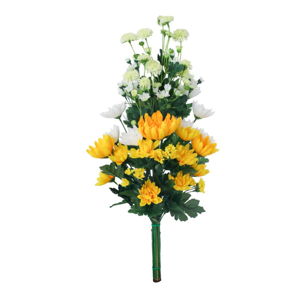 手組供花キクＳ３　白・黄　　【大型造花仏花】