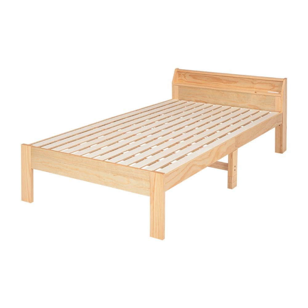 萩原　木製セミダブルベッド　ナチュラル　セミダブル　床下高さ最大３０．５ｃｍ　ＭＢ－５１６５ＳＤ－ＮＡ