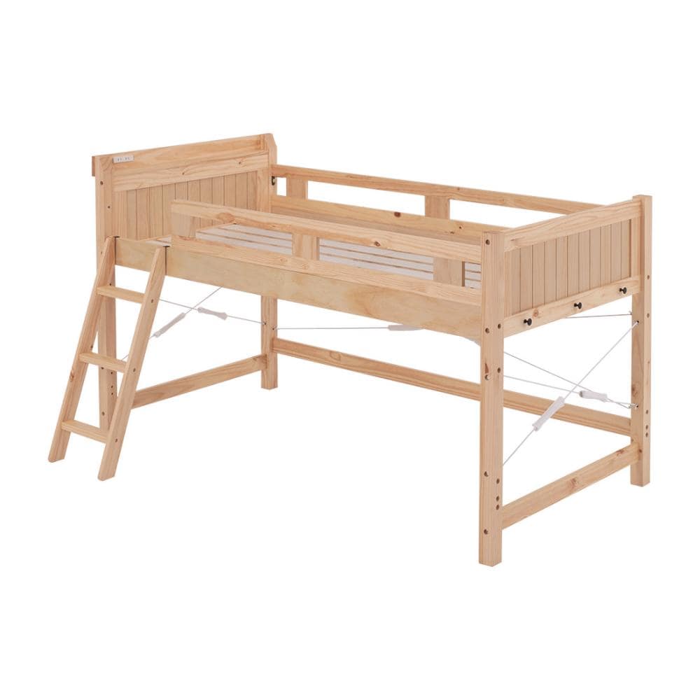 萩原　木製ロフトベッド　ナチュラル　シングル　床下高さ７６．５ｃｍ　ＭＢ－５０８０ＮＡＳ