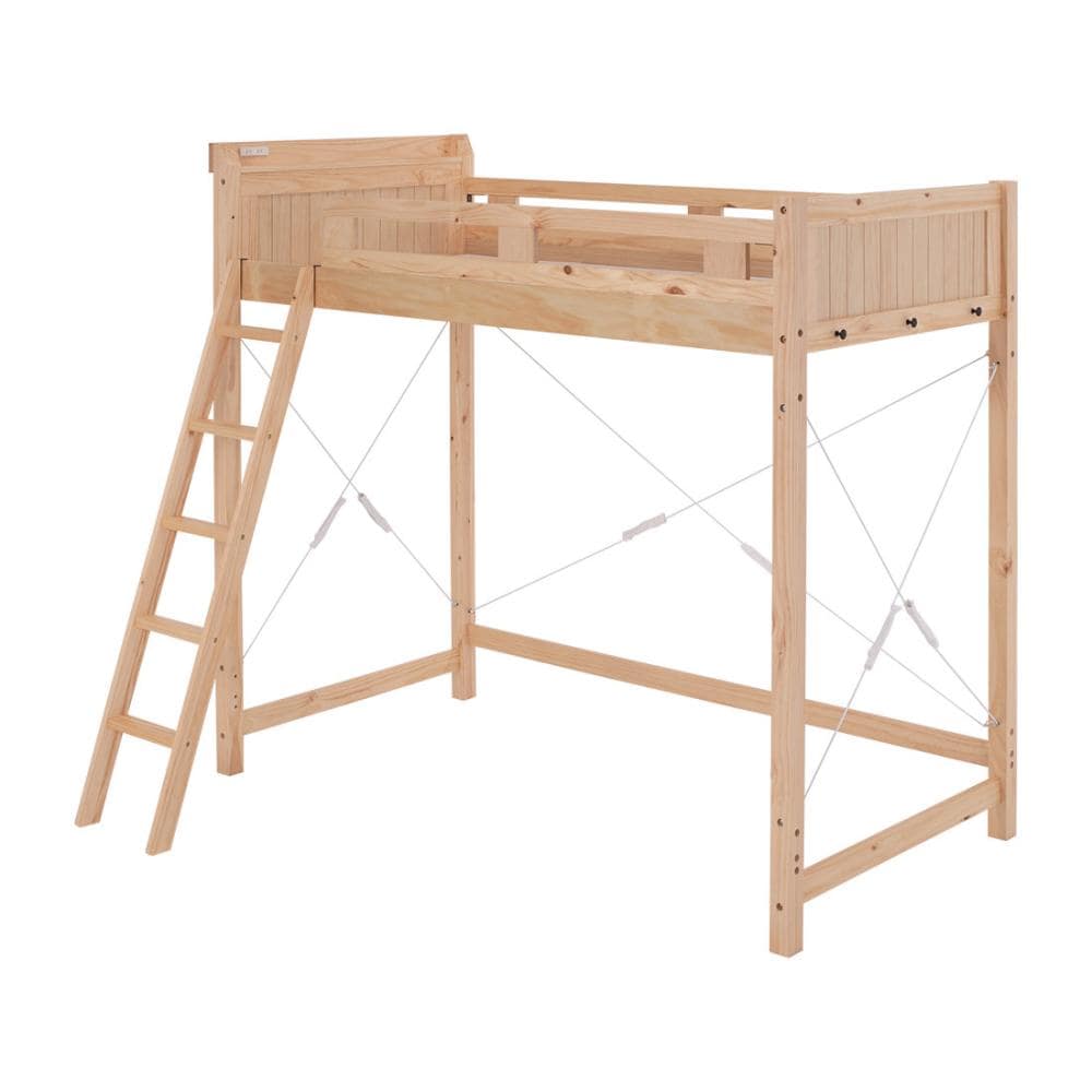 萩原　木製ロフトベッド　ナチュラル　シングル　床下高さ１４０ｃｍ　ＭＢ－５０８２ＮＡＳ