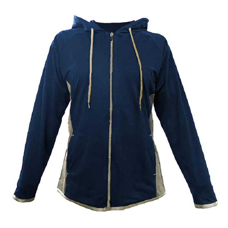 レディース　はっ水フルジップパーカー　ストレッチファブリックニット　ネイビーＭ　１０１０４