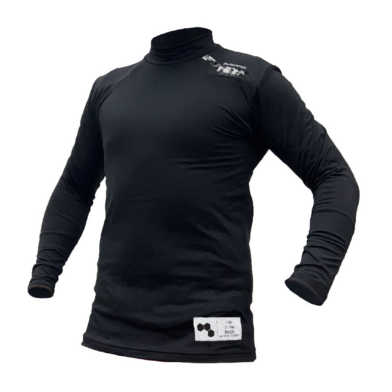 ボクラワークス　長袖ハイネック　火山岩蓄熱　背中二重　ブラック　Ｍ　２３０９