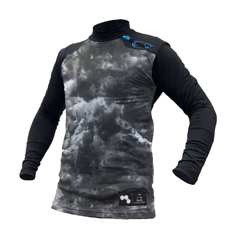 ボクラワークス　長袖ハイネック　火山岩蓄熱　背中二重　プリント　Ｌ　２３０９