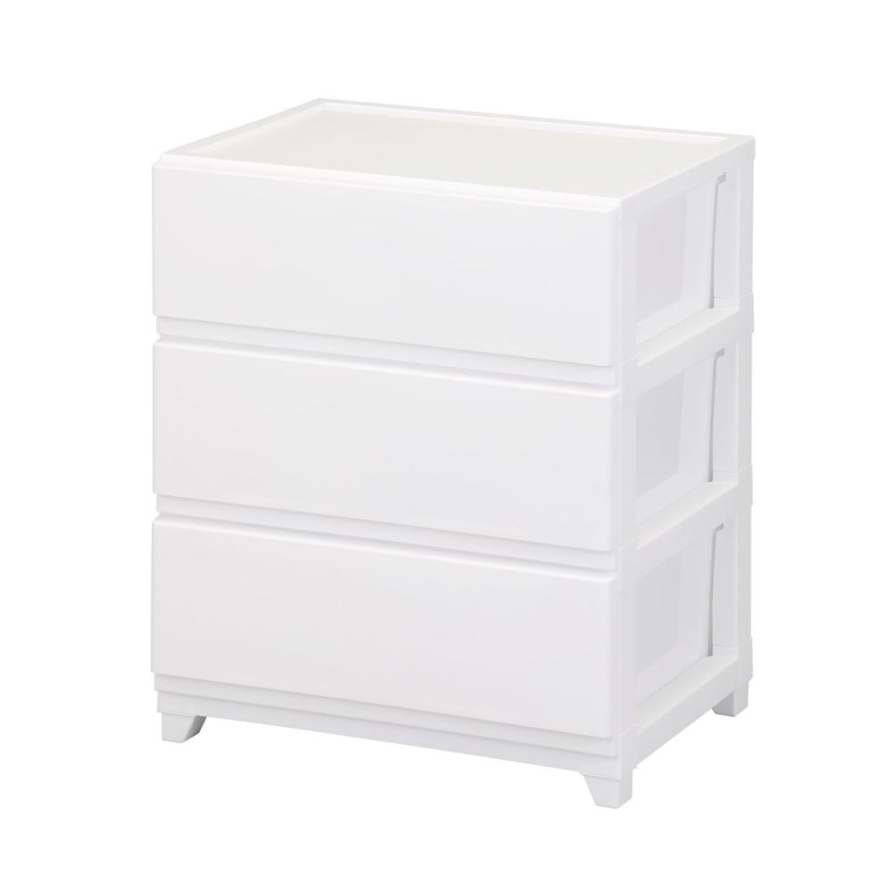 リビングチェスト　ワイド　３段　ホワイト