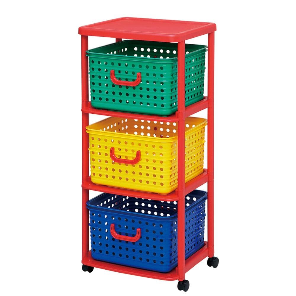 和泉化成　キッズキューブバスケットラック　３段　キャスター付き