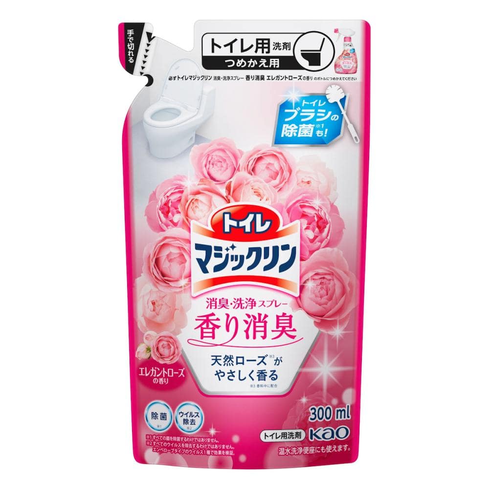 花王　トイレマジックリン　消臭・洗浄スプレー　香り消臭　エレガントローズ　詰め替え用　３００ｍＬ