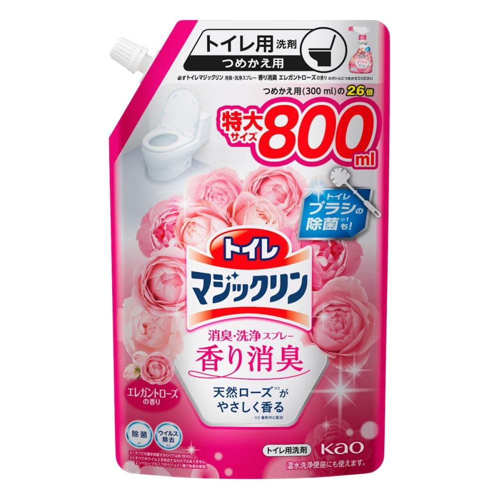 花王　トイレマジックリン　消臭・洗浄スプレー　香り消臭　エレガントローズ　詰め替え用　８００ｍＬ