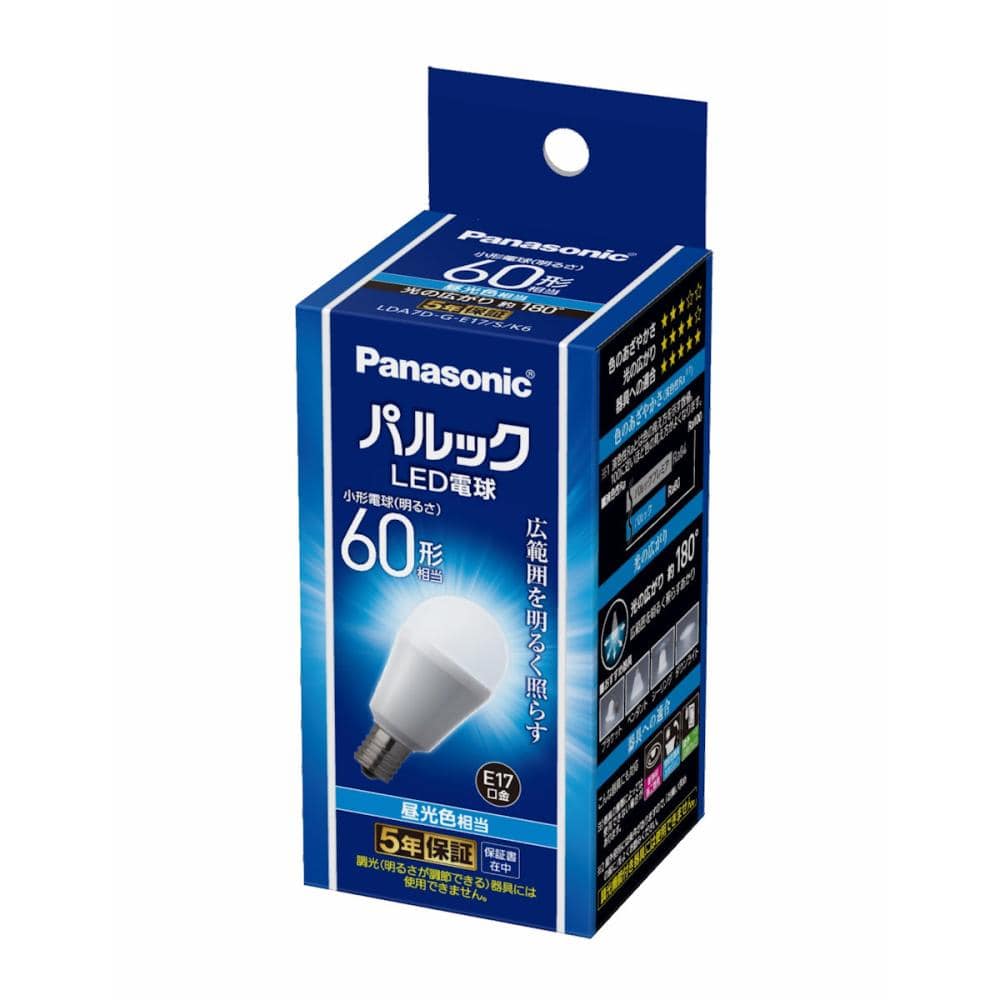 パナソニック　パルックＬＥＤ　６０Ｗ形　昼光色　ＬＤＡ７ＤＧＥ１７ＳＫ６