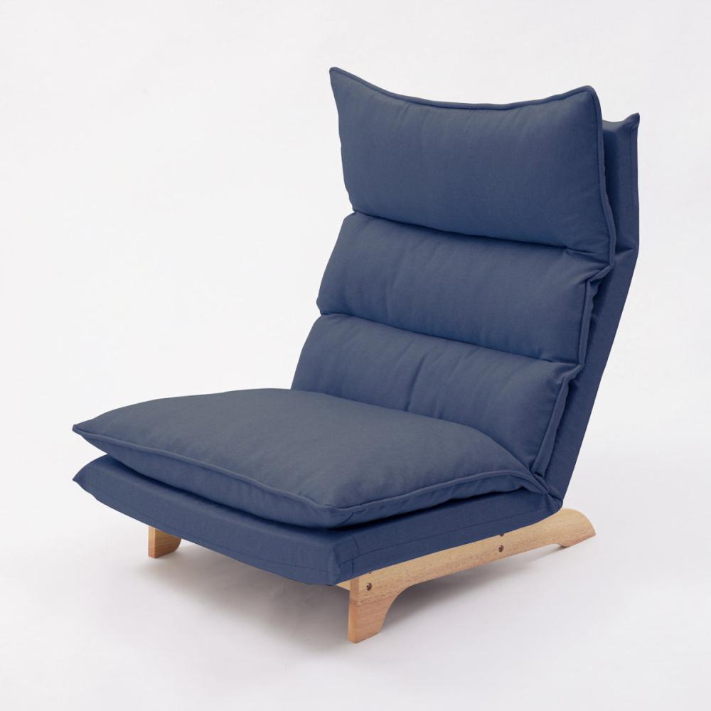 セルタン　ダブルクッションローソファ　１人掛け　デニム調インディゴブルー　Ａ１４２８ａ－ａ－６１２ＤＢＬ