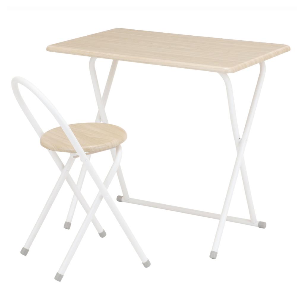 アテーナライフ　折りたたみテーブル・チェアセット　ナチュラル