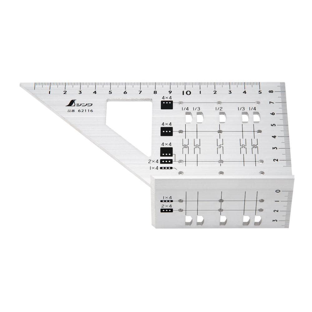 シンワ測定　２×４止型定規　アルミ　６２１１６