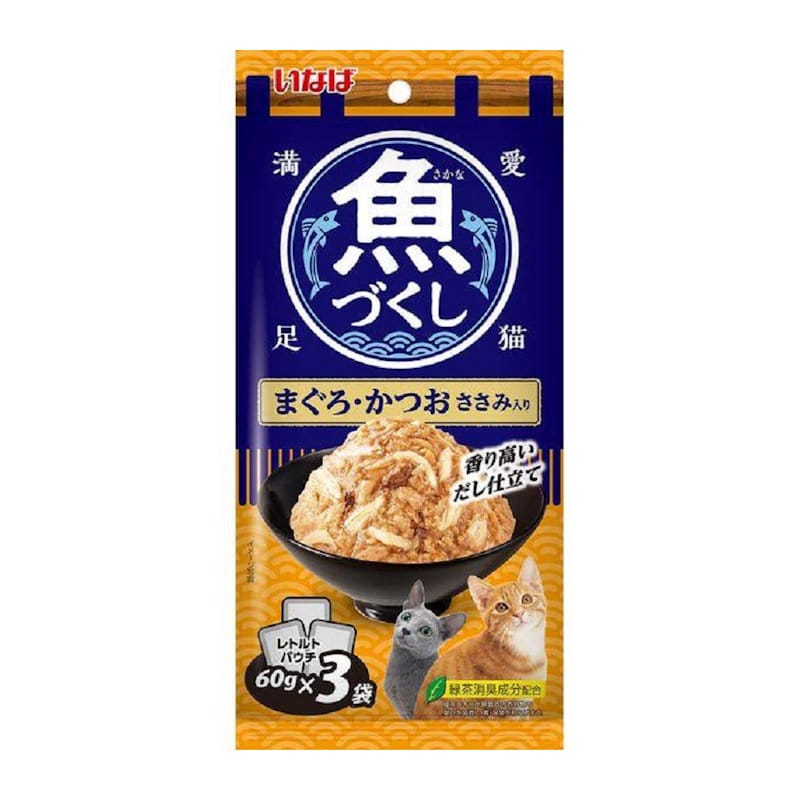 いなば　魚づくし　まぐろ・かつお　ささみ入り　６０ｇ×３袋