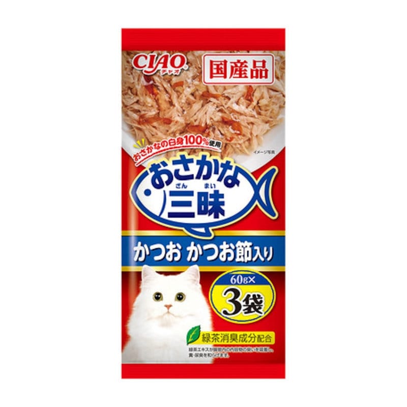 いなば　ＣＩＡＯ（チャオ）　おさかな三昧　かつおかつお節入り　６０ｇ×３