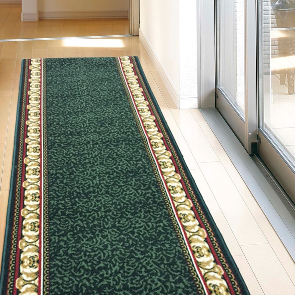 萩原　廊下敷きカーペット　アイラス　グリーン　６７×３４０ｃｍ