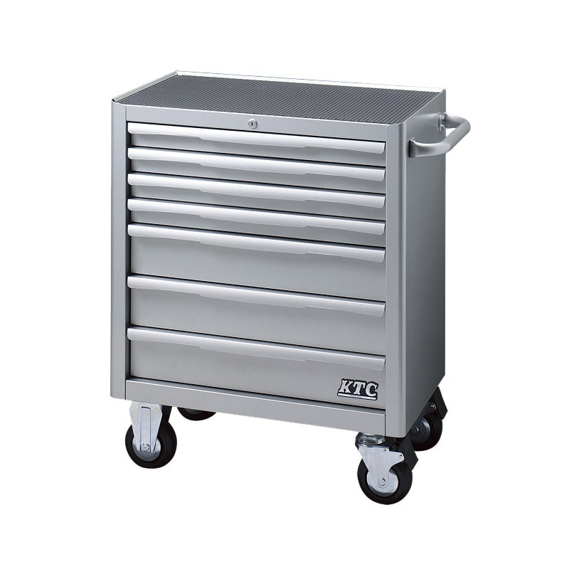 京都機械工具　ＫＴＣ　ローラーキャビネット（７段７引出し）　シルバー　ＥＫＷ－１００７