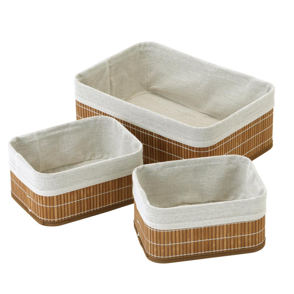 アテーナライフ　バンブーバスケット３点セット　ハーフ＆クォーター　ブラウン
