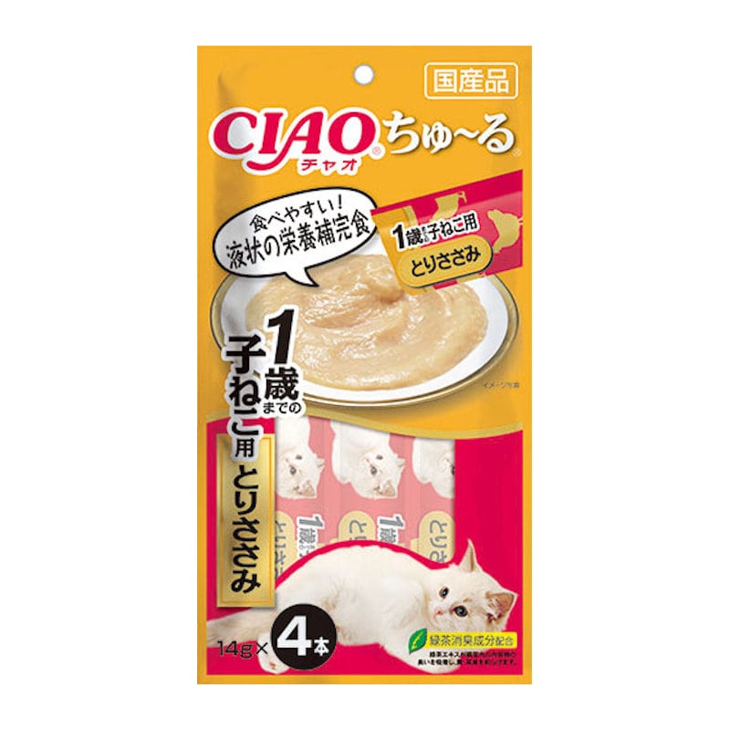 いなば　ＣＩＡＯ（チャオ）　１歳からの子ねこ用　とりささみ　１４ｇ×４本