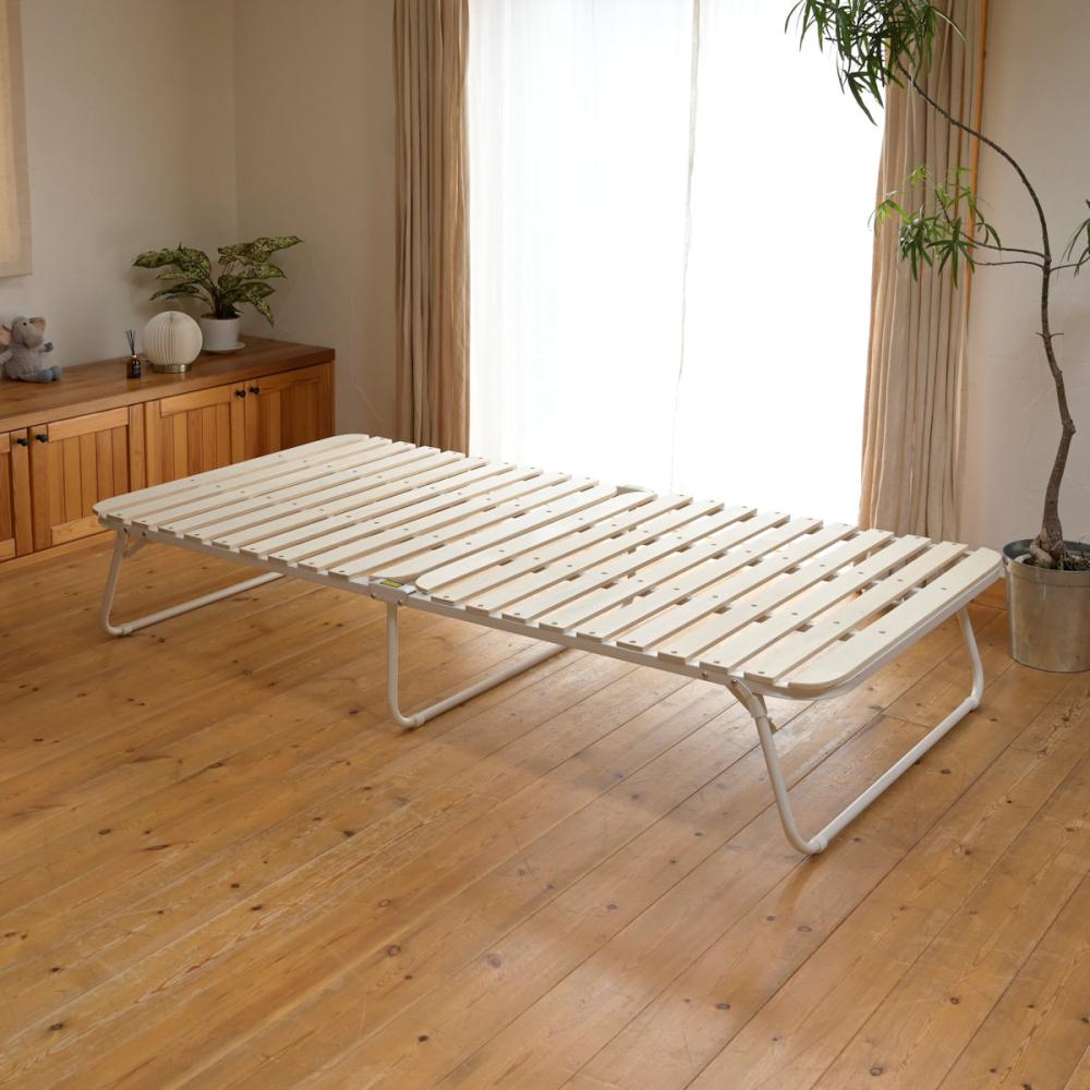 ＹＡＭＡＺＥＮ（山善）　組立不要パタントベッド　すのこタイプ　シングル　ホワイト　ＰＢ－９７１９５Ｓ