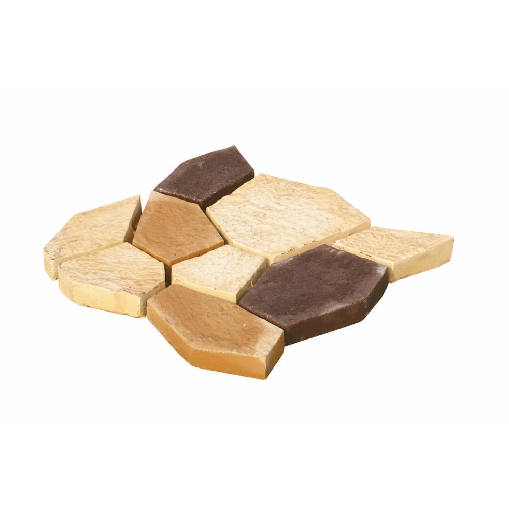 連結乱形平板　３０×３０×２．５ｃｍ　オレンジ／ブラウン／イエロー