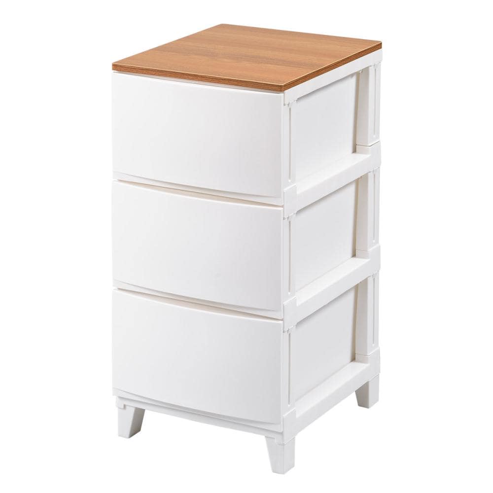 サンカ　ルームスシェード　木天板　ホワイト　３段　幅３４×高さ６８×奥行４２ｃｍ　３４３